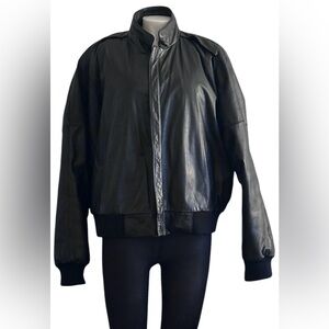 Vtg 80s Wear Me Out Leather Bomber Jacket Men's Size 46 black aviator